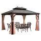 HOMLUX 10" x 14" Hardtop gazebo with double roof in Bronze, , large