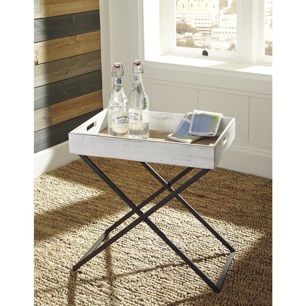 Signature Design by Ashley Janfield Accent Table in Antique White and Black, , large
