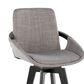 LumiSource Cosmo 26" Swivel Counter Stool with Grey Upholstery in Black (Set of 2), , large