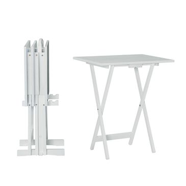Linden Boulevard Taneli Tray Table Set with Stand in White (Set of 4), , large