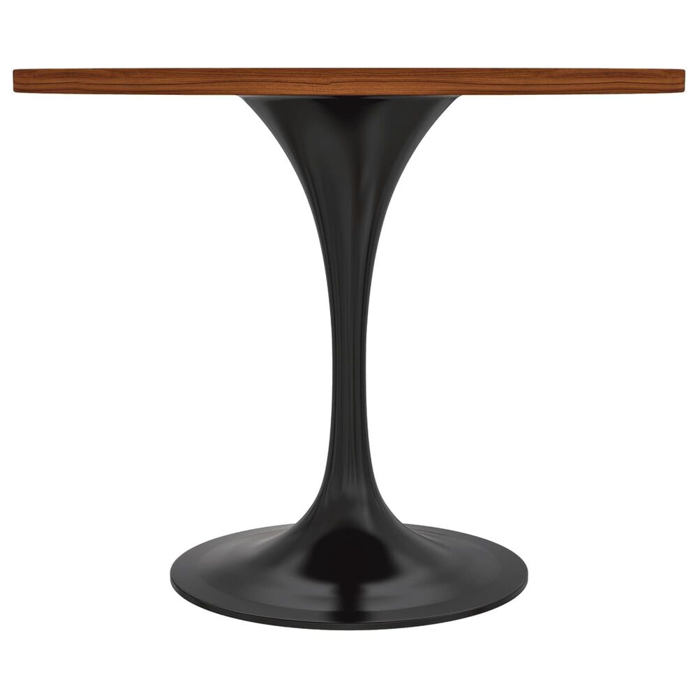 Leisuremod LeisureMod Verve Collection 36 Round Dining Table, Black Base with Cognac Brown MDF Top, , large