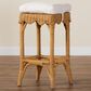 Baxton Studio Muy Scallop Rattan Bar Stool in Honey, , large