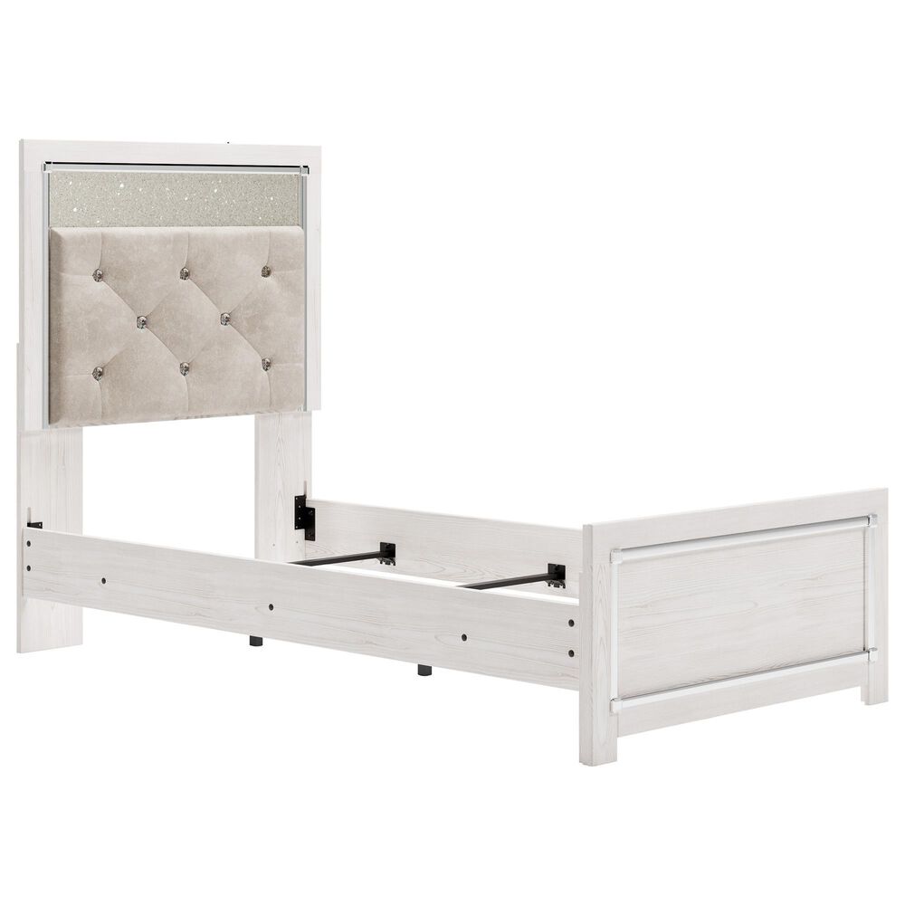 Ashley Altyra Twin Panel Bed in White with LED Headboard, , large