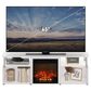 HOMLUX 63" TV Stand with Electric Fireplace in White Oak and Stainless Steel, , large