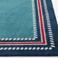Central Oriental Terrace Tropic Nautical Border Rope 5" x 7"3" Turquoise and Sapphire Area Rug, , large