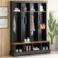 HOMLUX 8-Hook Hall Tree with Entryway Bench in Black and Walnut, , large