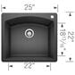 Blanco Diamond 25" Single Bowl Dual Mount Kitchen Sink in Anthracite, , large