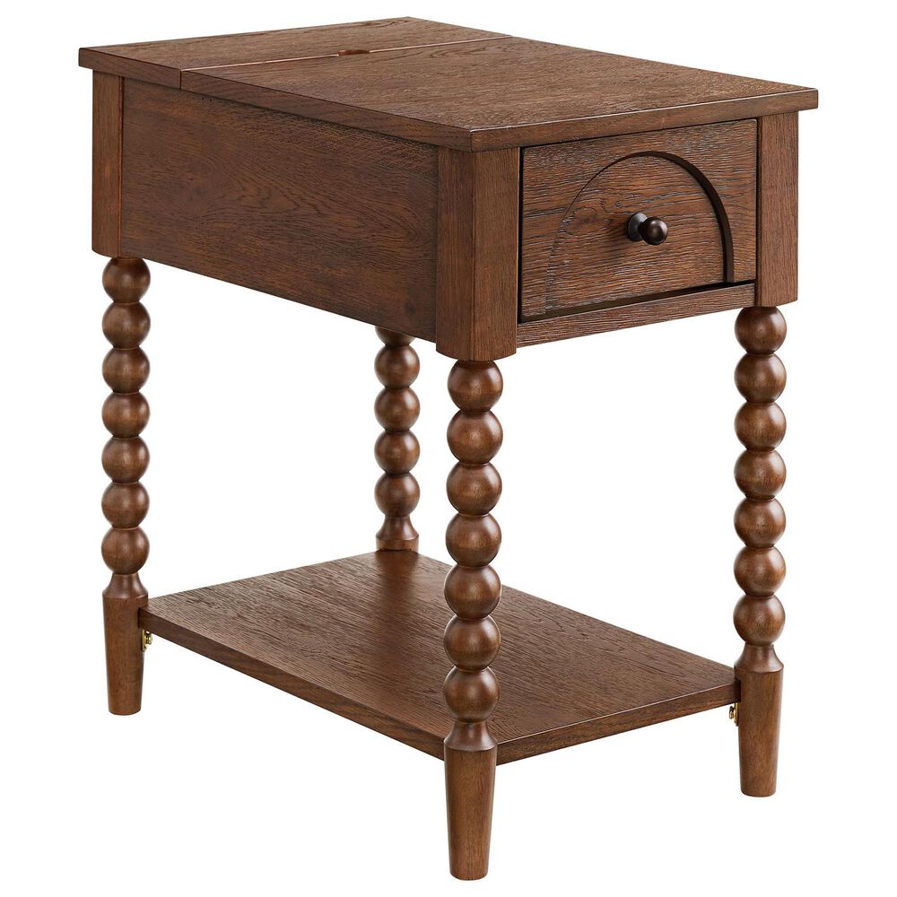 Forma & Co Turn Wood Chairside Table in Cocoa Brown, , large