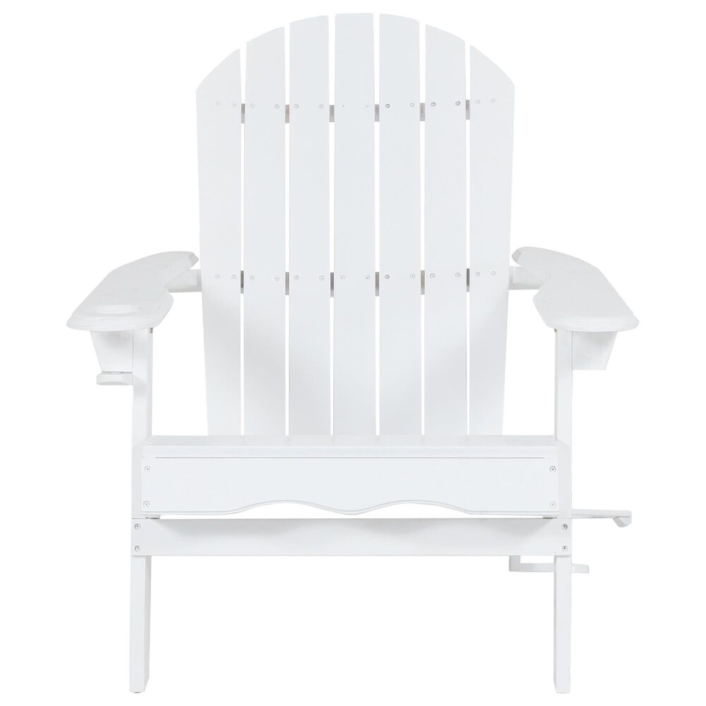 Hearth and Haven Bellwood Outdoor Foldable Adirondack Chair with Cup Holder in White, , large