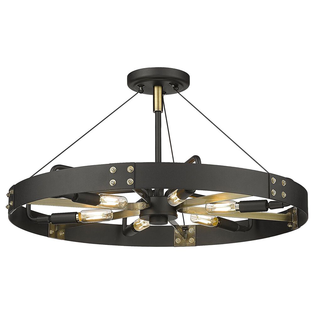 Golden Lighting Vaughn 6-Light Medium Semi-Flush in Natural Black and Aged Brass, , large