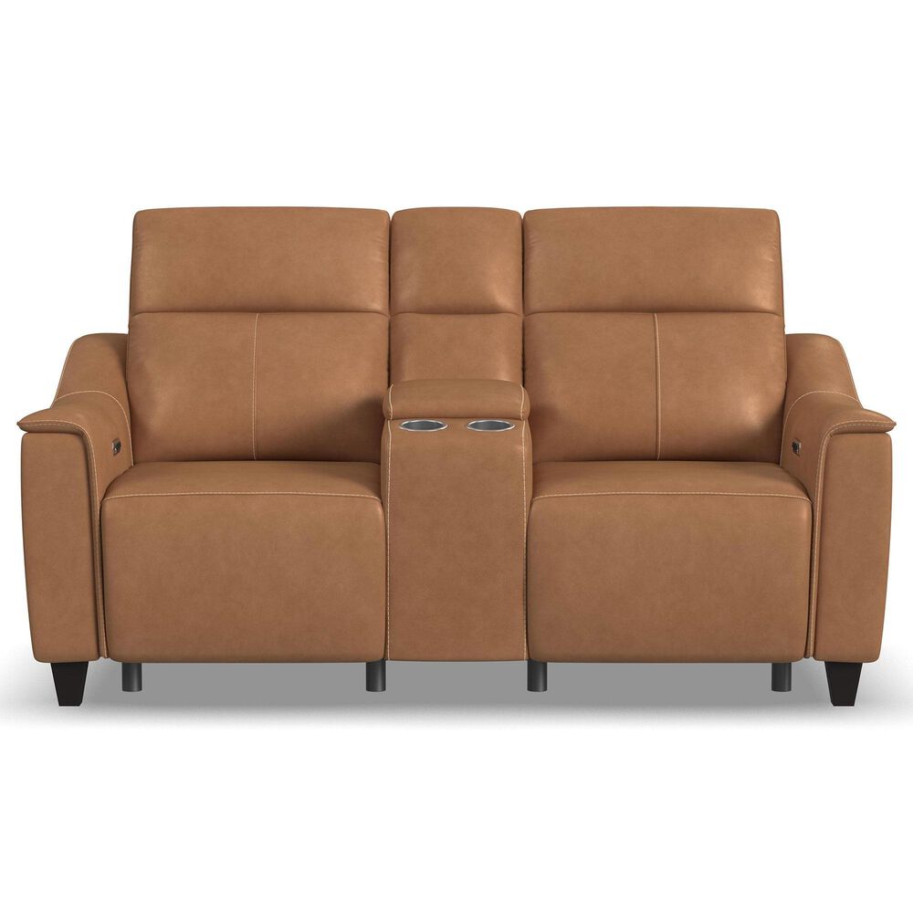 Flexsteel Latitudes Power Reclining Loveseat with Console and Power Headrest in Honey, , large