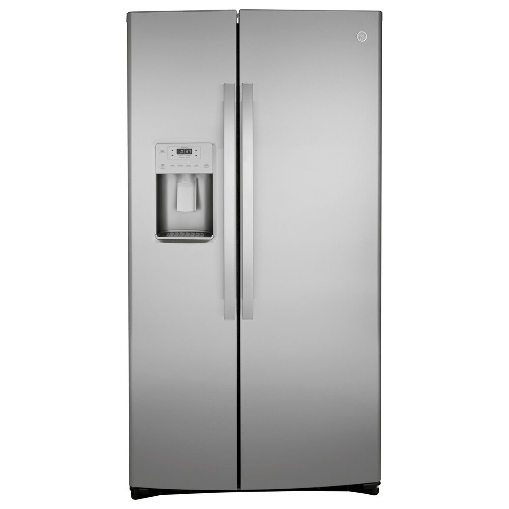 GE Appliances 2-Piece Kitchen Package with 25.1 Cu. Ft. Side-By-Side Refrigerator and Integrated Dishwasher in Fingerprint Resistant Stainless, , large