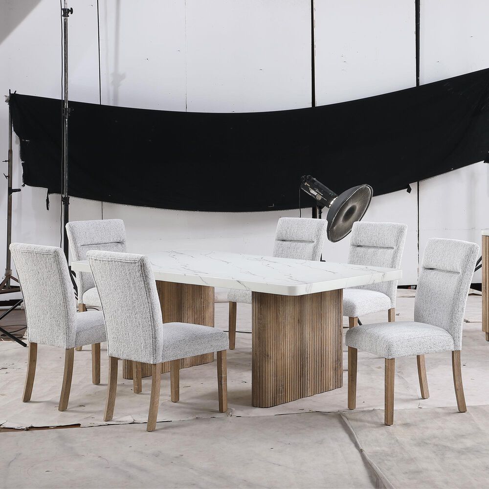 Modern Market 7-Piece Rectangular Dining Set in Grey, White and Natural, , large