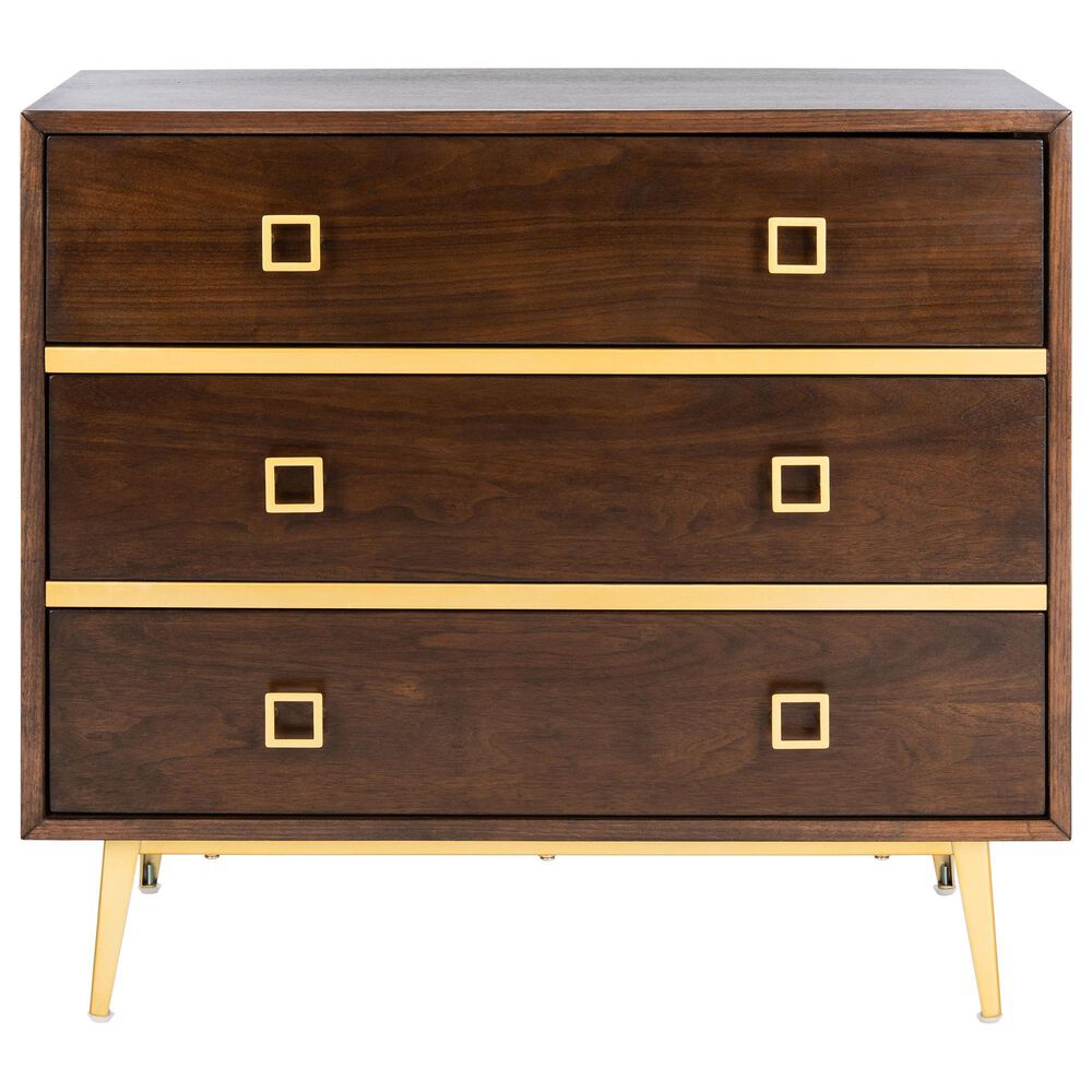 Safavieh Katia 3 Drawer Chest in Walnut/Gold, , large