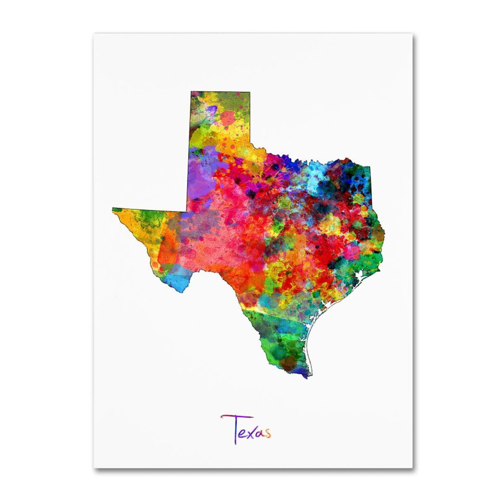 Timberlake Michael Tompsett "Texas Map" Canvas Art, , large