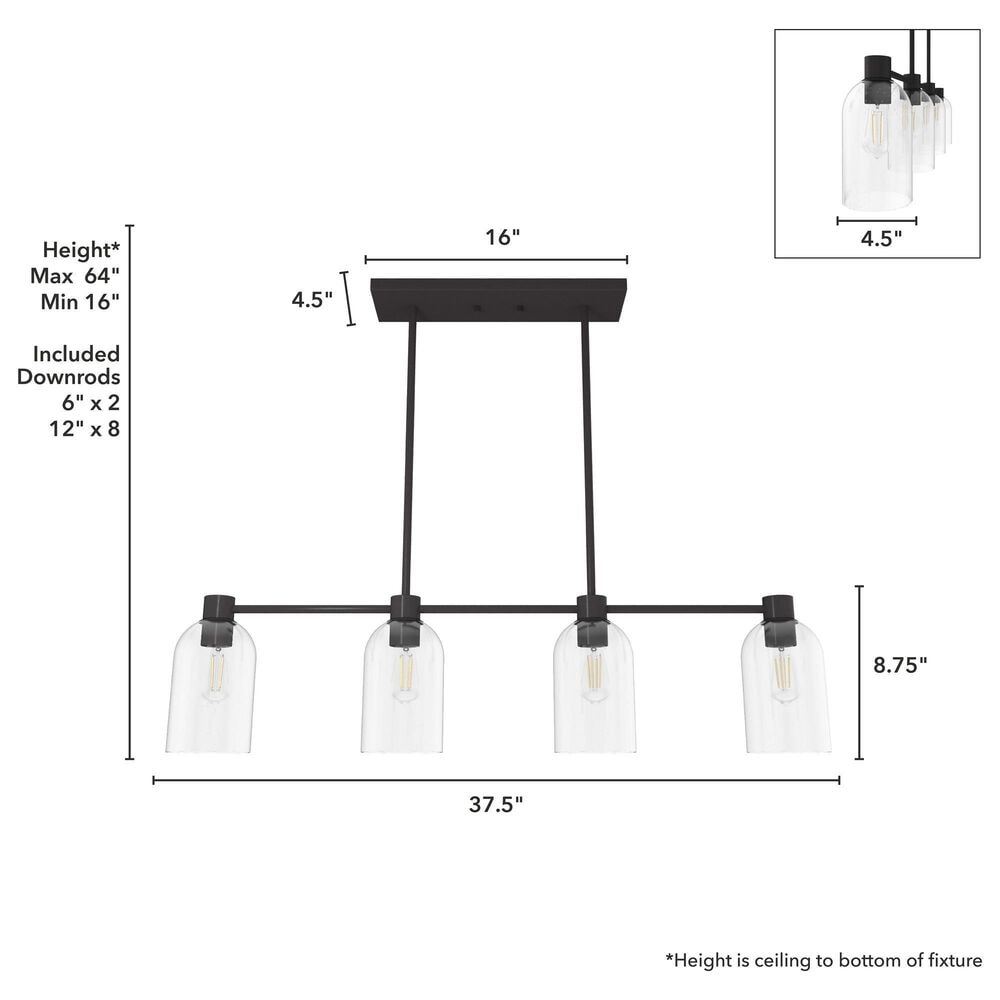 Hunter Lochmeade 4-Light Linear Chandelier in Noble Bronze, , large