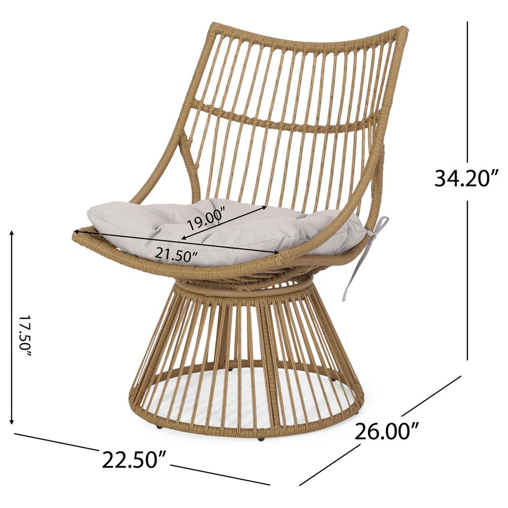 Hearth and Haven Elaine 2-Piece Patio Chat Set with Beige Cushion in Light Brown, , large