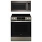 GE Appliances 2-Piece Kitchen Package with 5.3 Cu. Ft. Slide-In Front Control Electric Range and 1.9 Cu. Ft. Over-The-Range Microwave in Fingerprint Resistant Slate and Black, , large