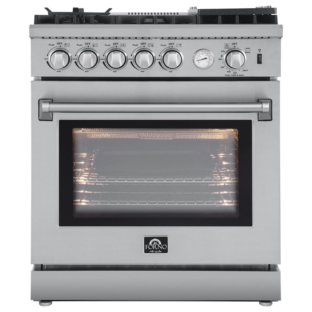 Forno Lazio 30" Freestanding Gas Range in Stainless Steel, , large