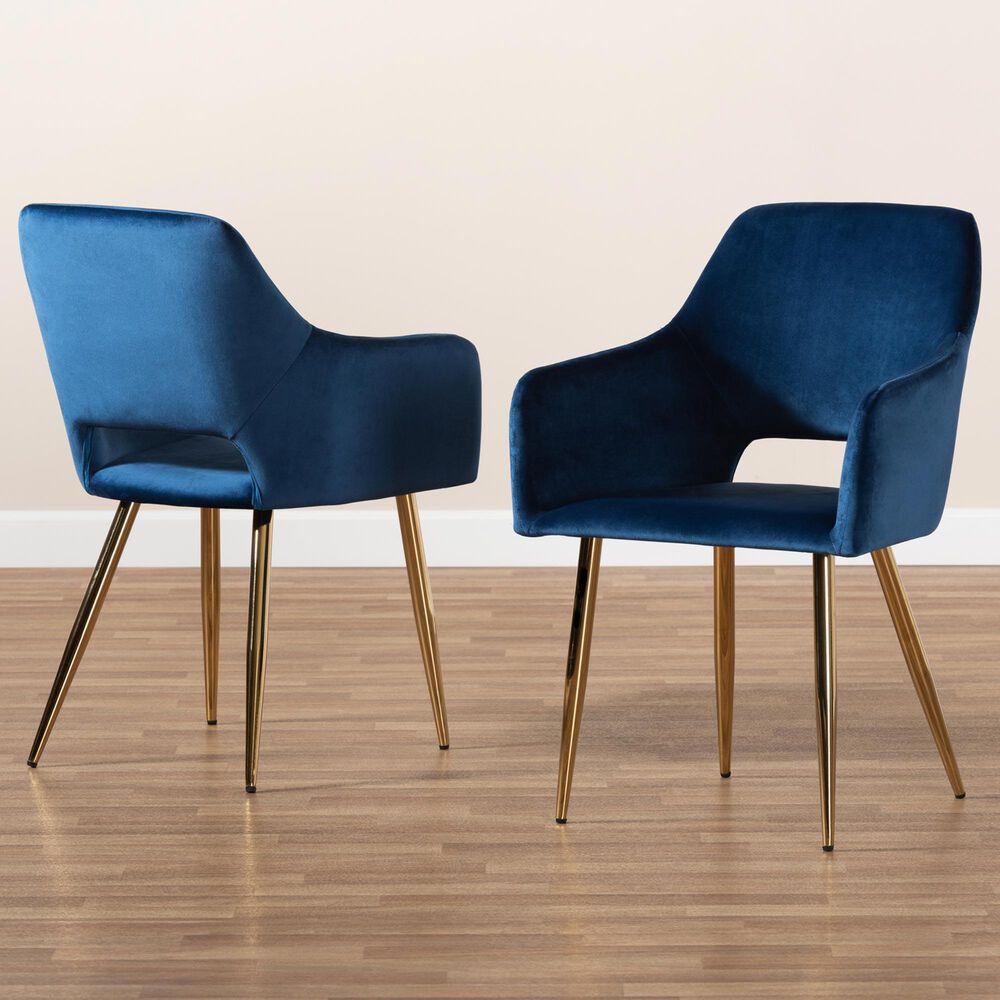 Baxton Studio Germaine Arm Chair in Gold (Set of 2), , large