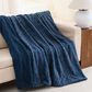 50" x 60" Faux Rabbit Fur Reverse to Sherpa Throw Blanket in Blue, , large