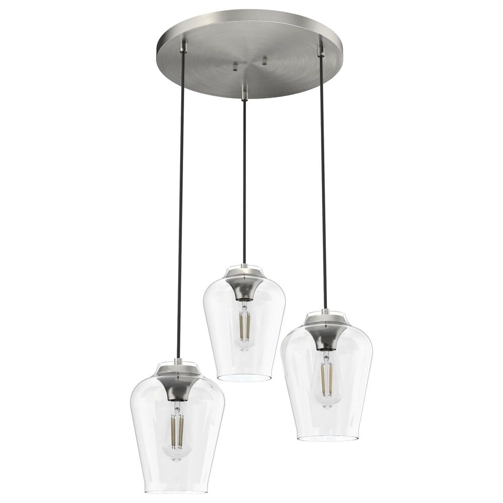 Hunter Vidria 3-Light Round Pendant Cluster in Brushed Nickel, , large