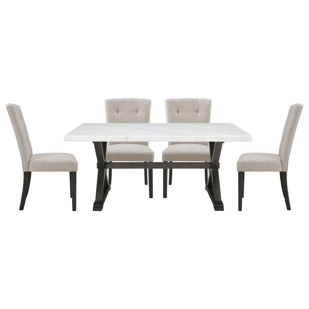 Mayberry Hill Lexi 5-Piece Rectangular Dining Set in Espresso and White, , large