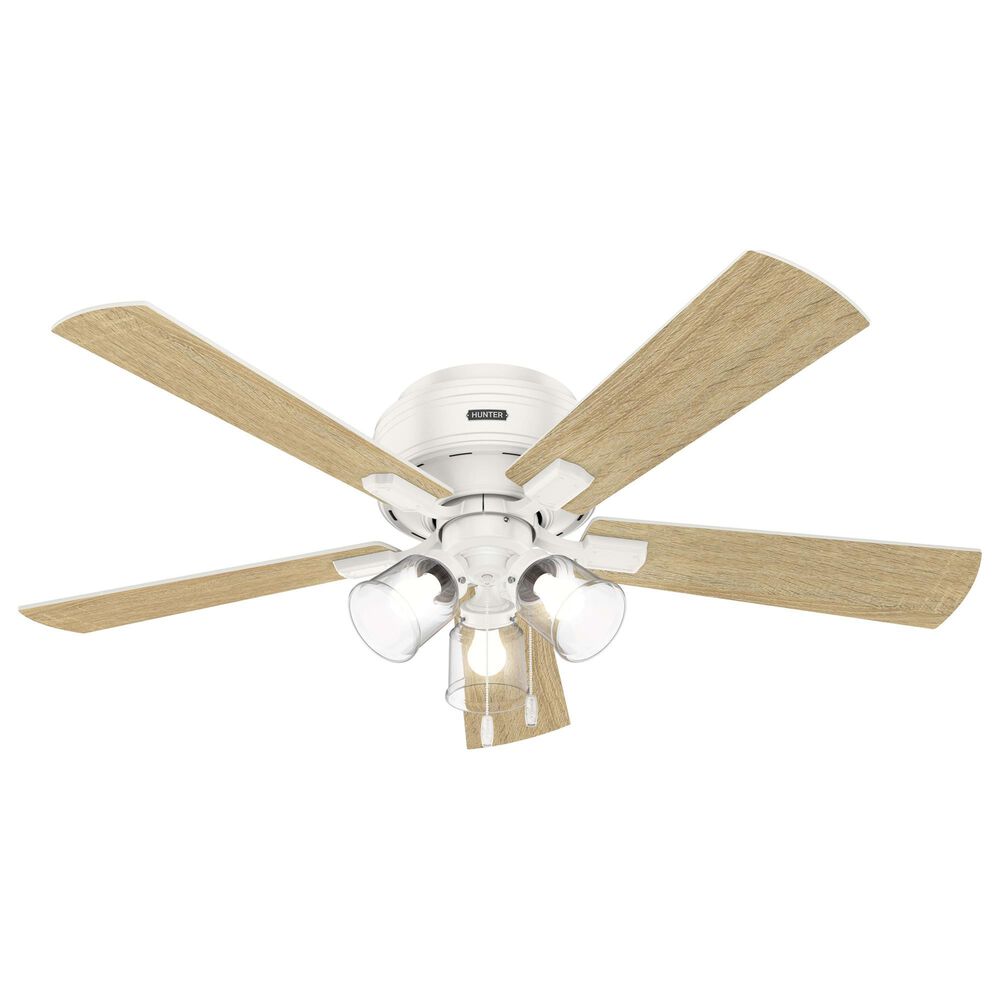 Hunter Crestfield Low Profile 52" Ceiling Fan with LED Lights in Fresh White, , large