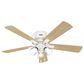 Hunter Crestfield Low Profile 52" Ceiling Fan with LED Lights in Fresh White, , large