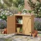 Hearth and Haven Outdoor Wooden Storage Cabinet with Metal Top and Adjustable Protective Footpad in Light Brown, , large