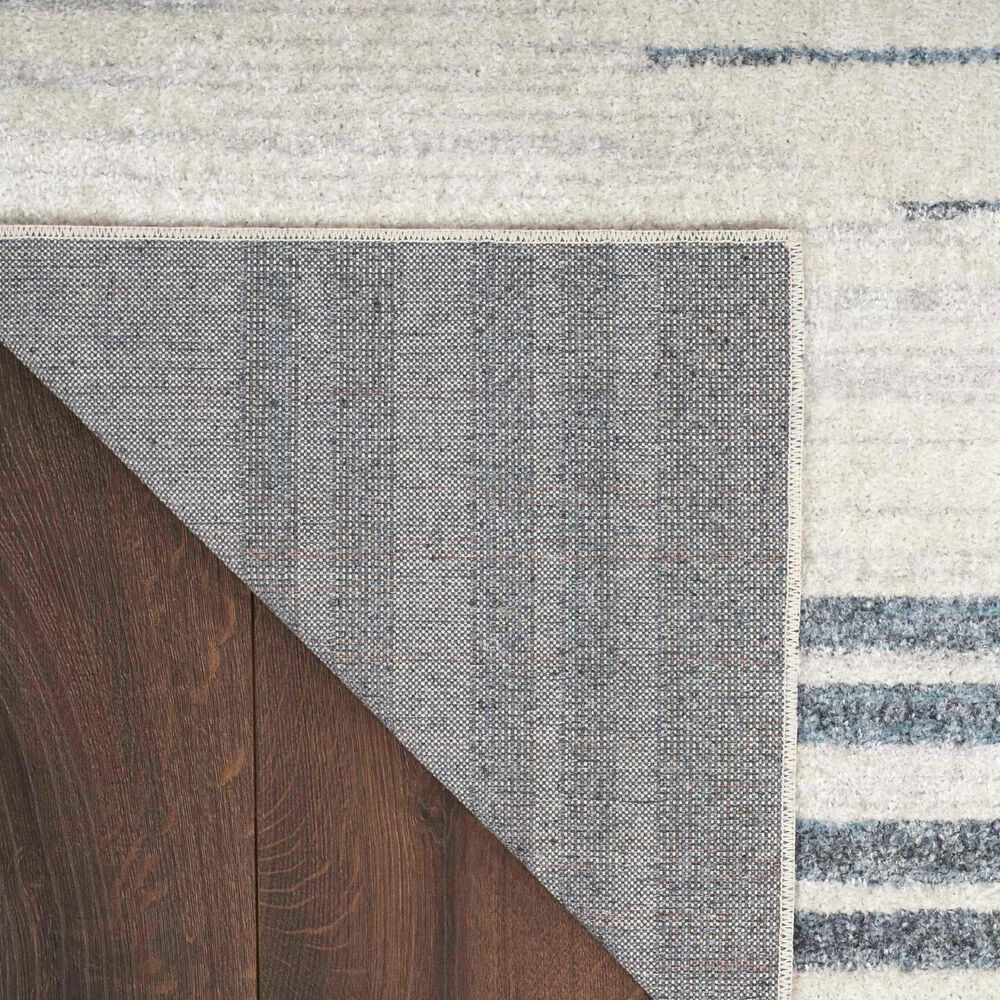 Nourison Astra Machine Washable ASW04 5&#39;3&quot; x 7&#39; Ivory and Blue Area Rug, , large