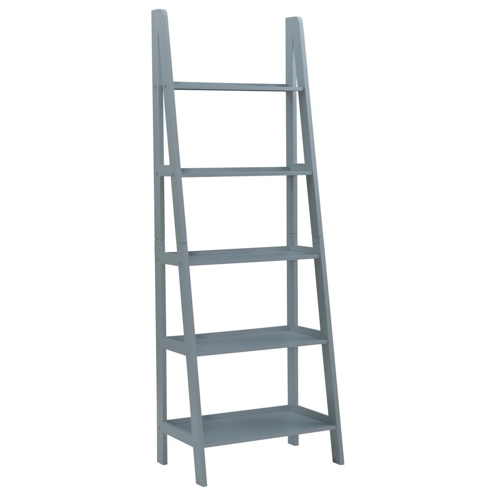 Linon Home Decor Acadia 5-Shelf Ladder Bookcase in Grey, , large