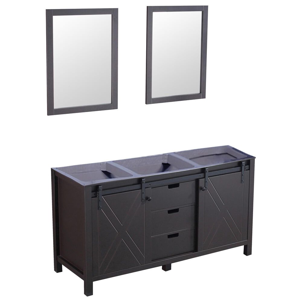 Lexora Home Marsyas 60" Double Bathroom Vanity and Mirrors in Brown, , large