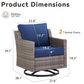 Sunwell Garden Patio Swivel Glider Chair with Gray Frame and Wicker Armrests in Navy (Set of 2), , large
