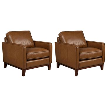 Italiano Furniture Weston Leather Chair in Highland Brown (Set of 2), , large