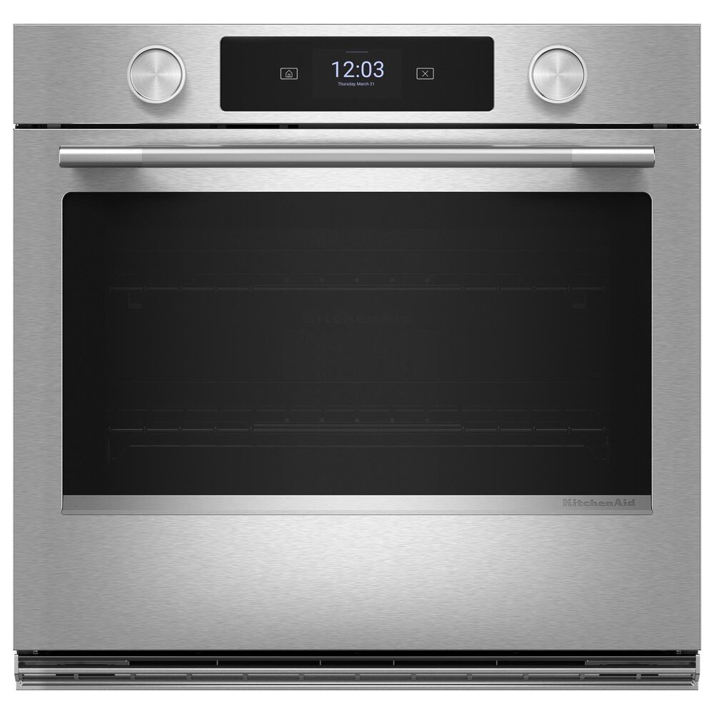 KitchenAid 2-Piece Kitchen Package with PrintShield Stainless Steel 30" Smart Electric Single Wall Oven and Black 30" Electric Cooktop, , large