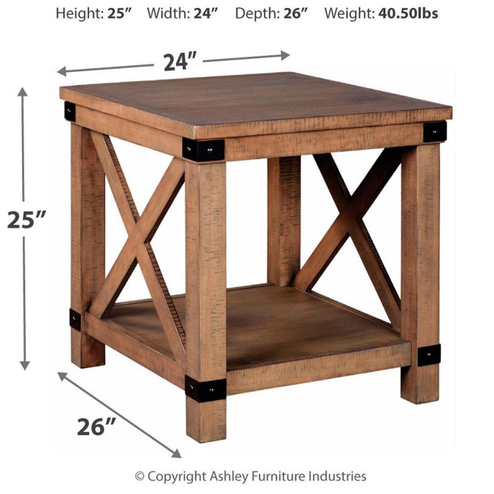 Ashley Aldwin Rectangular End Table in Weathered Gray Brown, , large