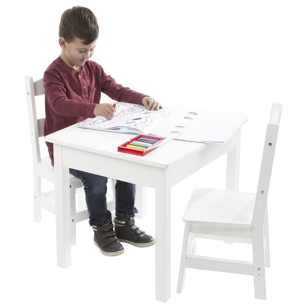 Melissa & Doug Wooden Table and 2 Chairs in White