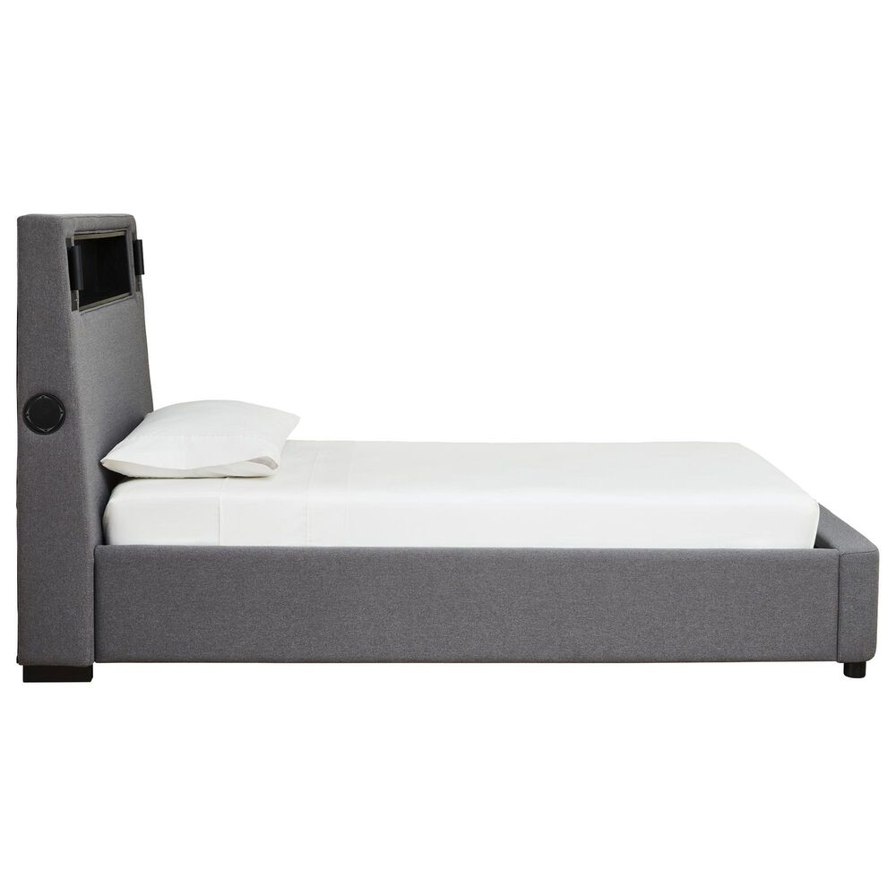 Ashley Verishaw Twin Platform Upholstered Bed in Gray, , large