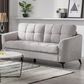 HOMLUX 79"W Woven Fabric Sofa with Tufted Cushions and Black Metal Legs in Light Gray, , large