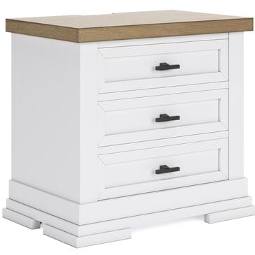 Ashley Ashbryn Nightstand in White and Natural with USB Ports, , large