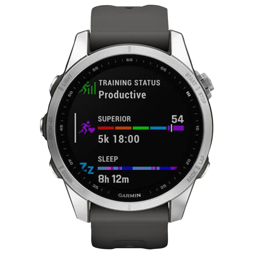 Garmin Fenix 7S Standard Edition Smartwatch in Silver with Graphite Band, , large