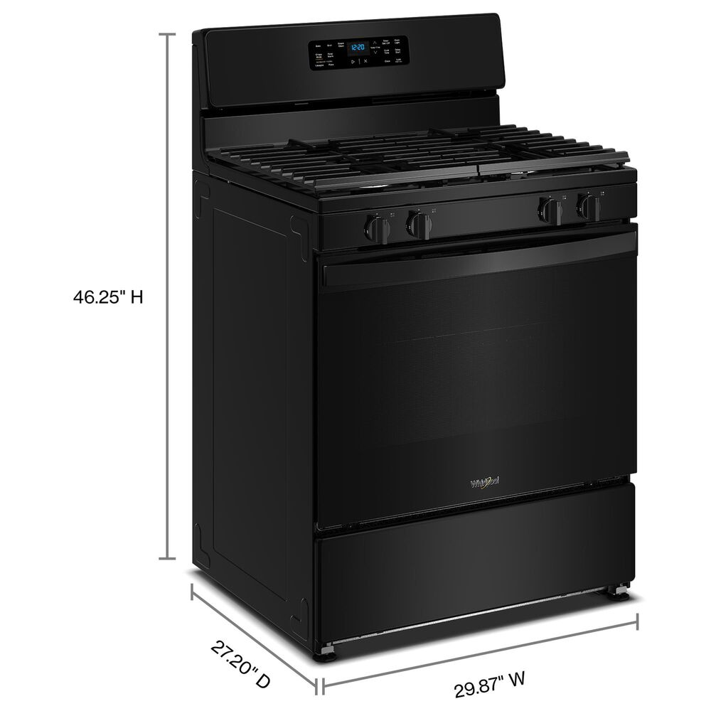 Whirlpool 5.1 Cu. Ft. Gas Range with Crispy Mode and Dishwasher Safe Grates in Black, , large