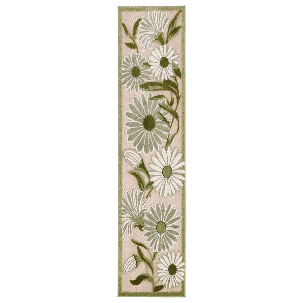 Nourison Aloha ALH33 2"3" x 8" Ivory and Green Indoor/Outdoor Runner, , large