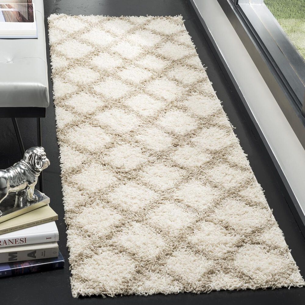 Safavieh Dallas Shag SGD258B-28 2&#39;3&quot; x 8&#39; Ivory/Beige Runner, , large