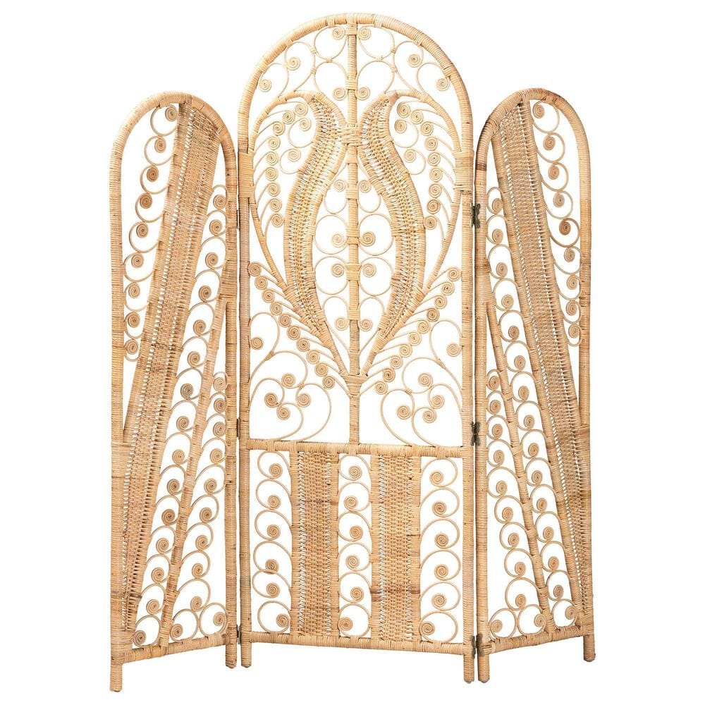 Baxton Studio Nadra Rattan Room Divider in Natural Brown, , large