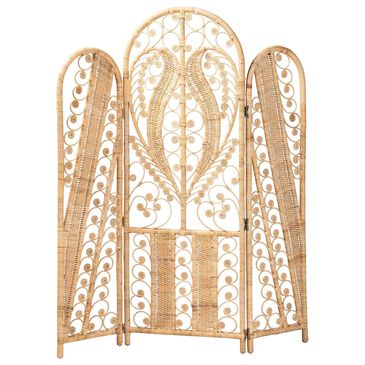 Baxton Studio Nadra Rattan Room Divider in Natural Brown, , large