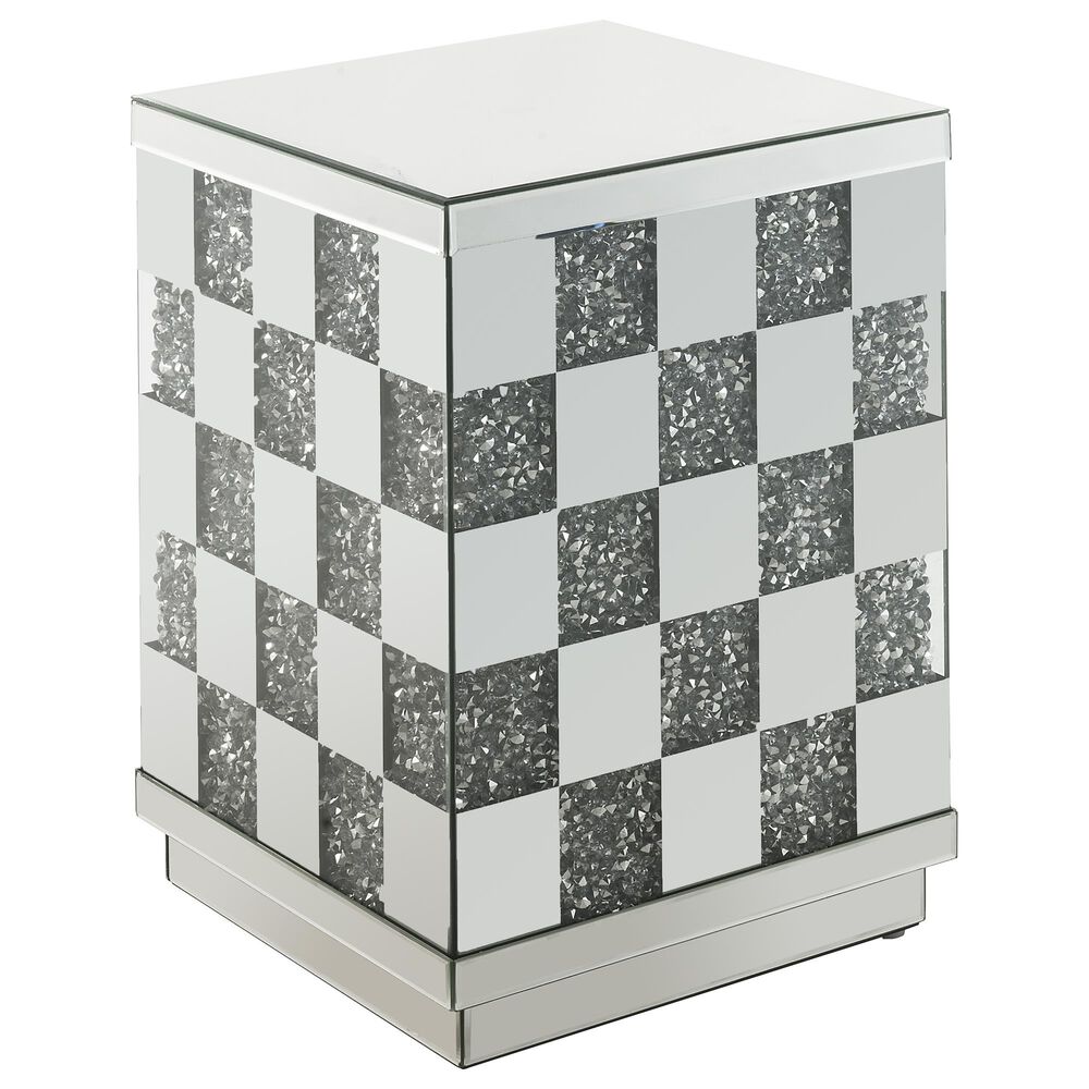 Gunnison Co. Noralie Contemporary End Table in Mirrored Faux Diamond, , large