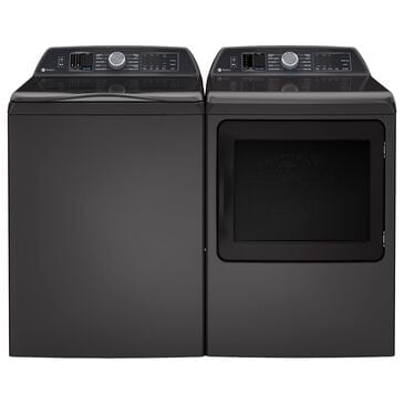 GE Profile 5.4 cu. ft. Capacity Washer with Smarter Wash Technology and FlexDispense and 7.4 cu. ft. Capacity Smart Aluminized Alloy Drum Electric Dryer with Sanitize Cycle and Sensor Dry in Diamond Gray
, , large