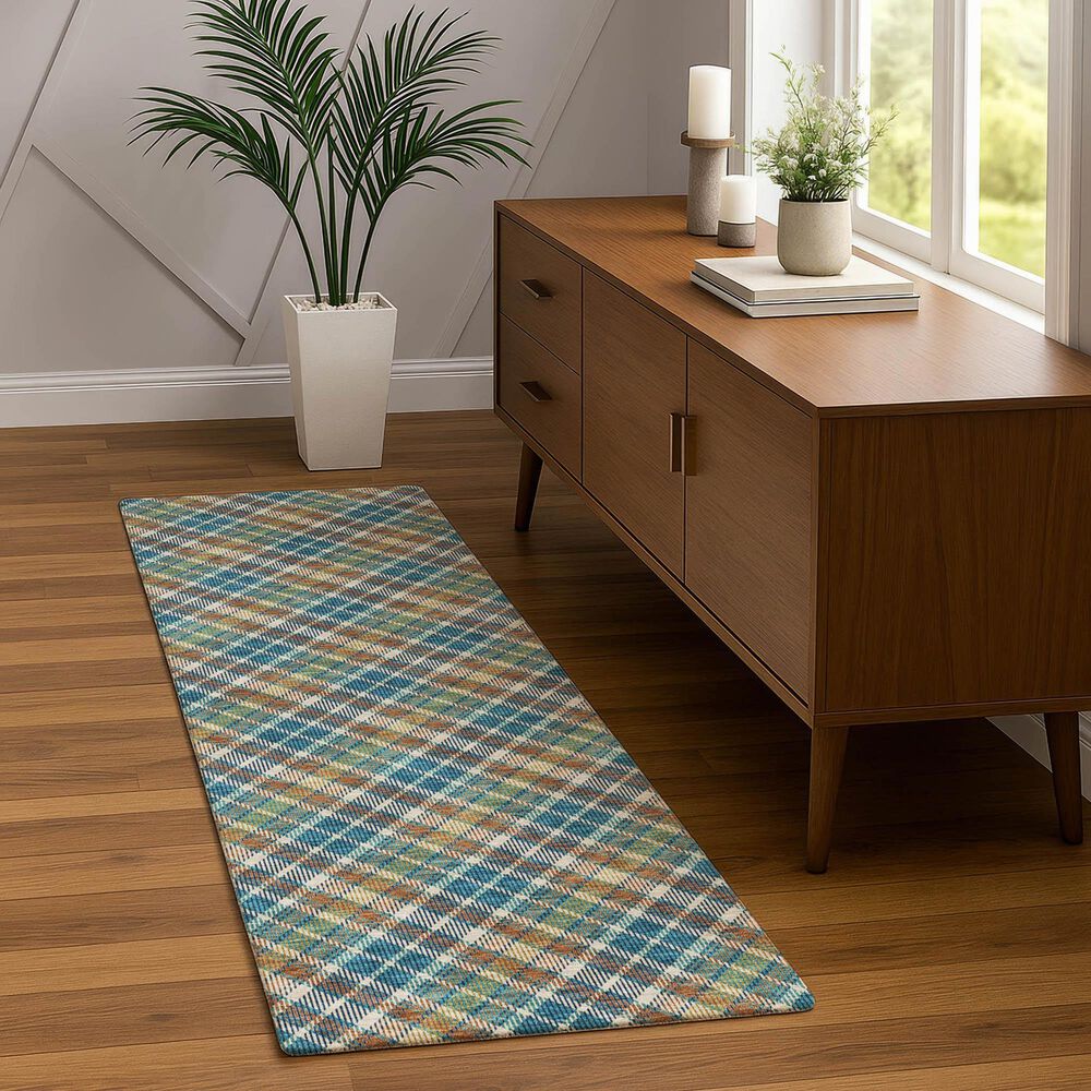 Dalyn Rug Company Soft Essentials Plaid Jewel 2'3" x 7'6" Indoor/Outdoor Runner, , large